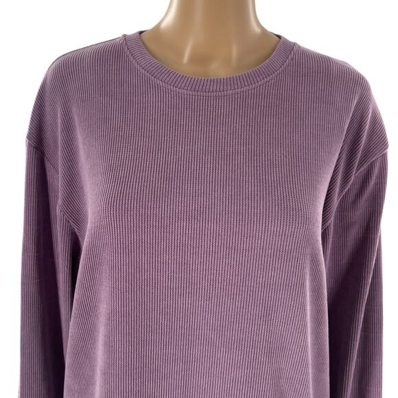 Negative Space Purple Ribbed Chenille Crewneck Long Sleeve Pullover - Picture 4 of 10